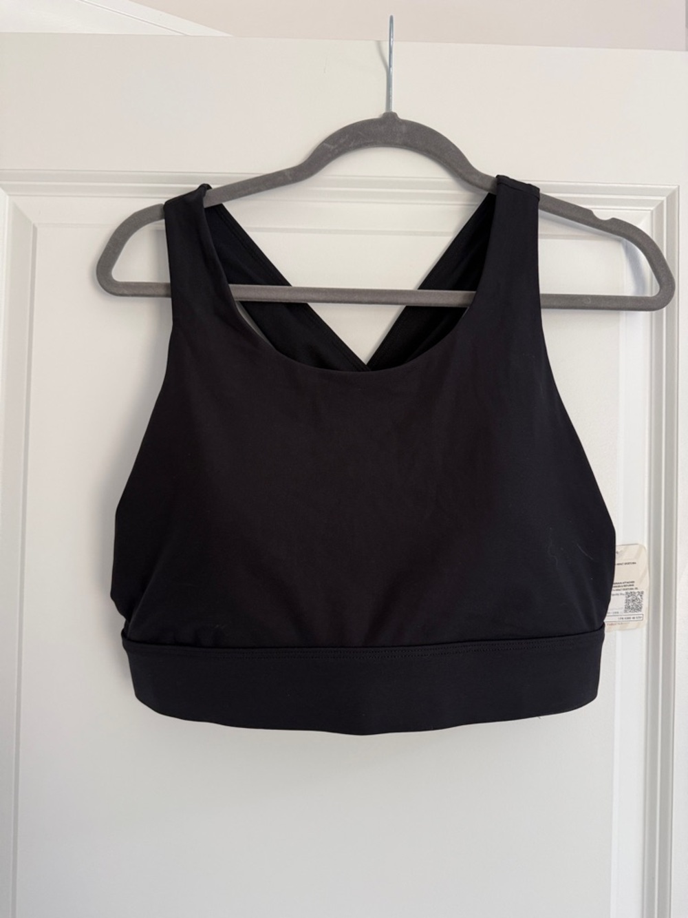 Fabletics Black High-Neck Cross-Back Crop Sports Bra